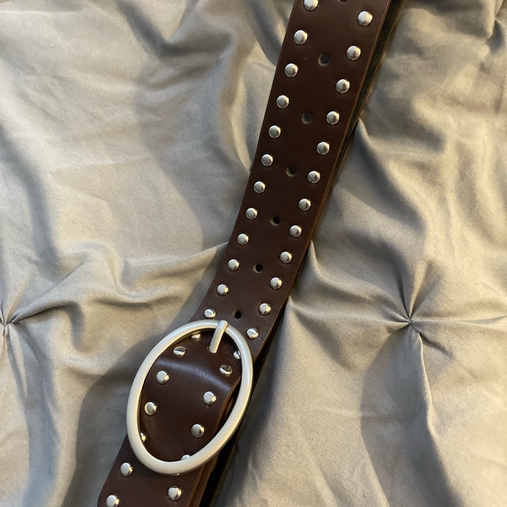Brown Studded Belt with Silver Buckle